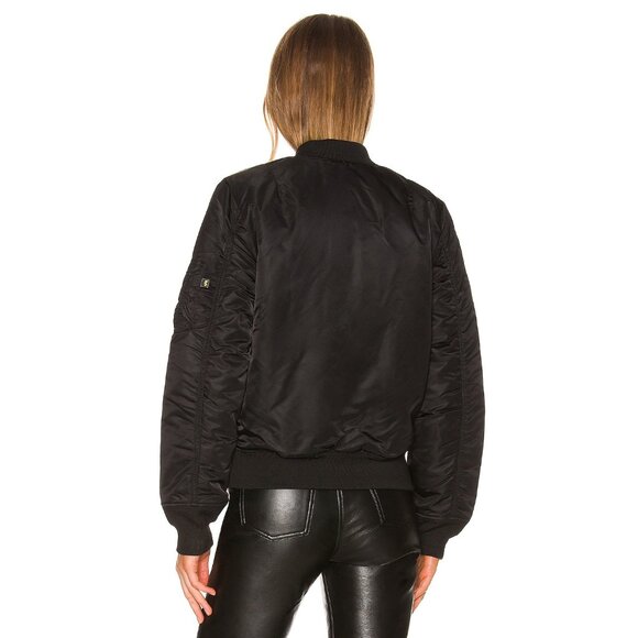 ALPHA INDUSTRIES Women's Black Nylon MA-1 Flight Reversible Zip Bomber Jacket XS - Picture 5 of 11